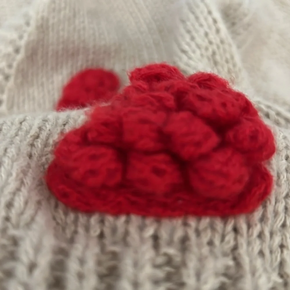 Luna Iva Open Front Cardigan with Knit Hearts